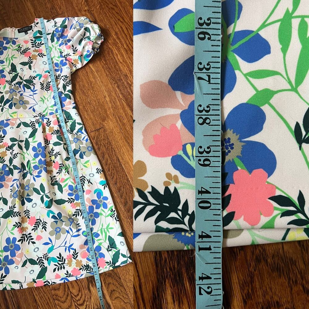 Eloquii Floral Scuba Puff Sleeve Fit Flare Dress Pink Size 16 NWT - Picture 12 of 16